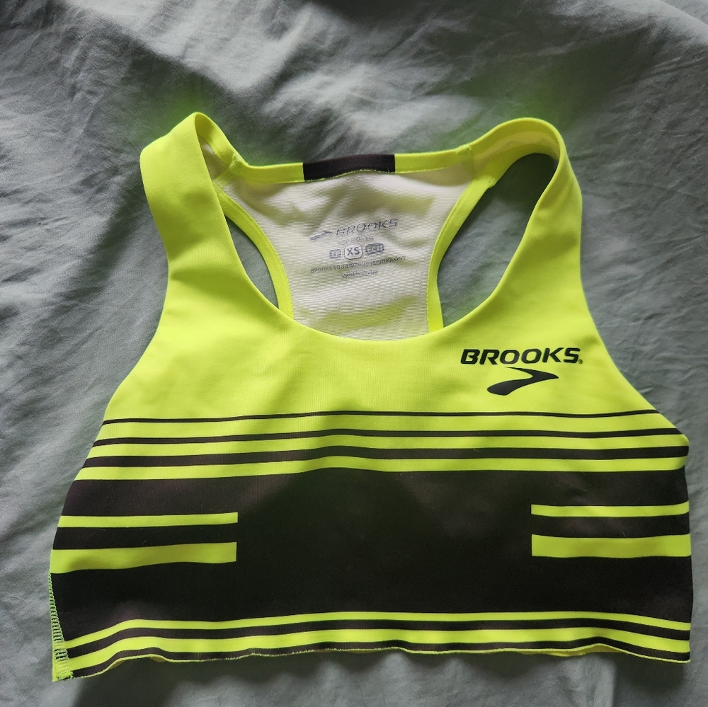 Brooks Yellow and Black Racerback Sports Bra